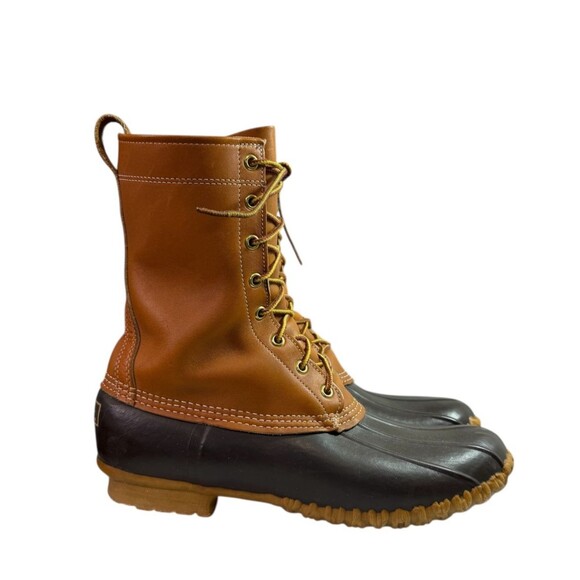 L.L. Bean 8.5 " MAINE HUNTING SHOE Boots Vintage Tan & Brown Women's Size 10 - Picture 1 of 8